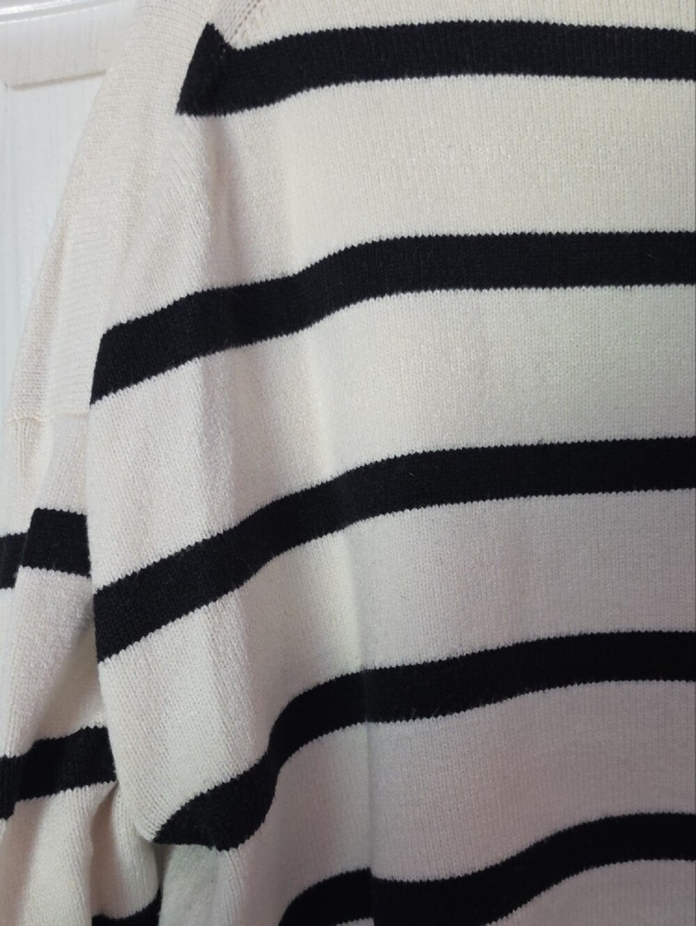 Cream and Black Striped Crewneck Sweater - Picture 6 of 7